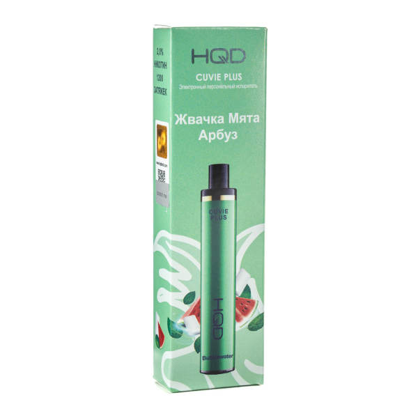 Одноразовая электронная сигарета HQD Cuvie Plus bubblewater (Жвачка мята арбуз) 1200 затяжек в Томске