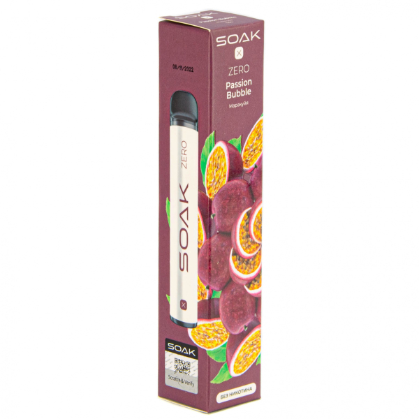 SOAK X ZERO Passion bubble 1500 затяжек (без никотина) в Томске