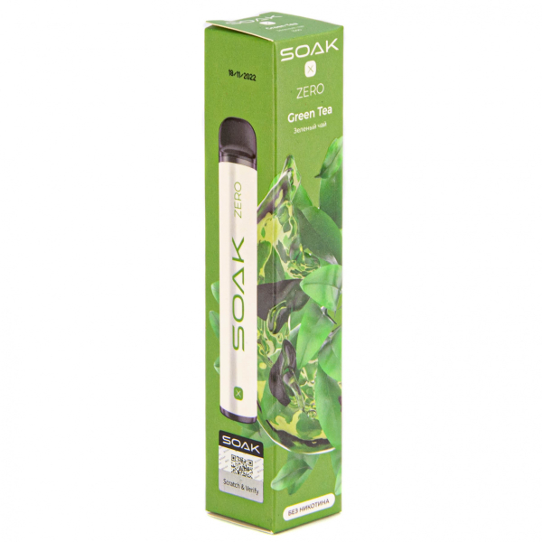 SOAK X ZERO Green tea 1500 затяжек (без никотина) в Томске