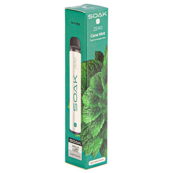 SOAK X ZERO Cane mint 1500 затяжек (без никотина) в Томске
