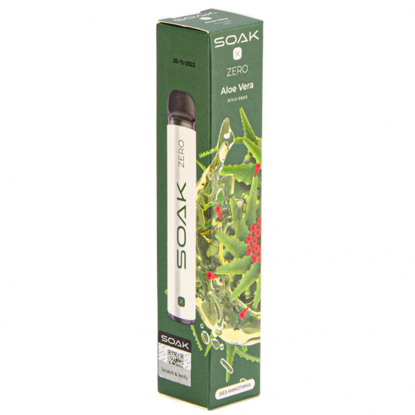 SOAK X ZERO Aloe vera 1500 затяжек (без никотина) в Томске