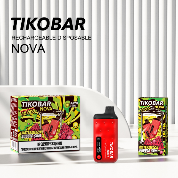 Электронка Tikobar Nova Арбузная Жвачка 10000 Затяжек в Томске