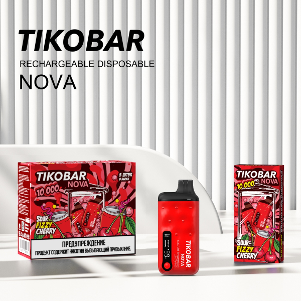 Электронка Tikobar Nova Кислая Вишневая Шипучка 10000 Затяжек в Томске