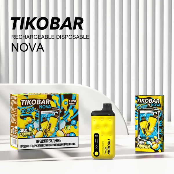 Электронка Tikobar Nova Кислые Конфеты 10000 Затяжек в Томске