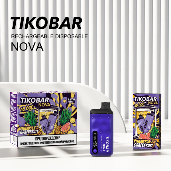Электронка Tikobar Nova Ананас Грейпфрут 10000 Затяжек в Томске