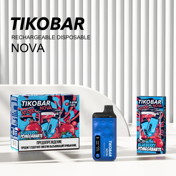 Электронка Tikobar Nova Черника Гранат 10000 Затяжек в Томске