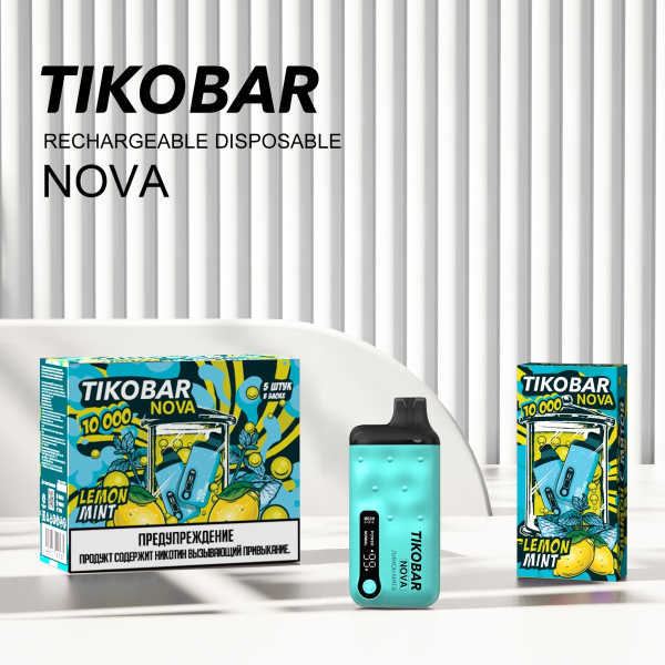 Электронка Tikobar Nova Лимон Мята 10000 Затяжек в Томске