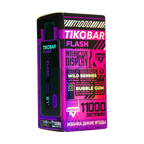 Электронка Tikobar Flash Жвачка Дикие Ягоды 11000 Затяжек в Томске
