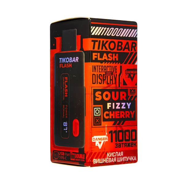 Электронка Tikobar Flash Кислая Вишнёвая Шипучка 11000 Затяжек в Томске