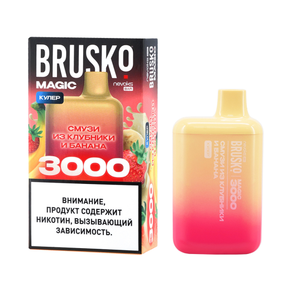 Электронка Brusko Magic Смузи Из Клубники И Банана (3000 Затяжек) в Томске