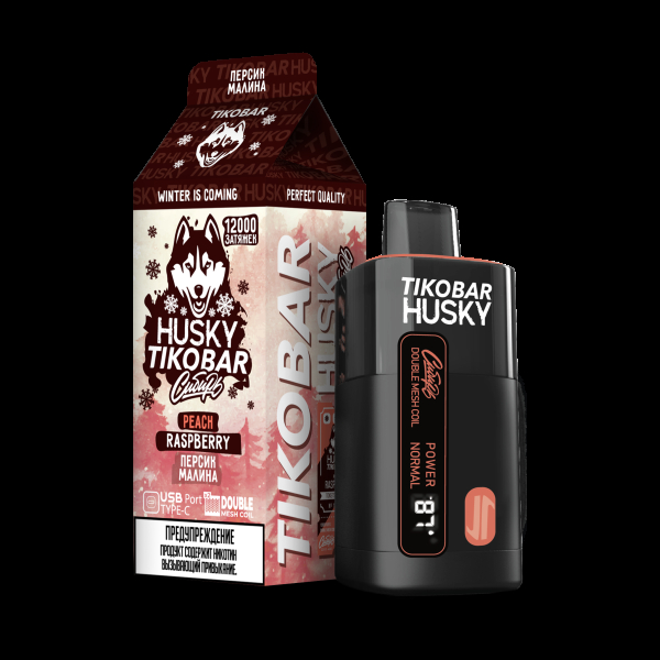 Электронка Tikobar Husky Сибирь Персик Малина 12000 Затяжек в Томске