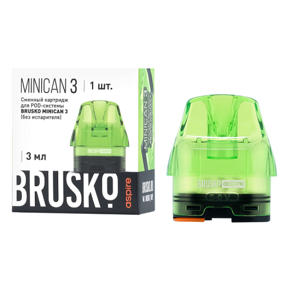 Сменный Картридж Brusko Minican 3, (Зелёный), 3 Мл, Упак. 1 Шт в Томске