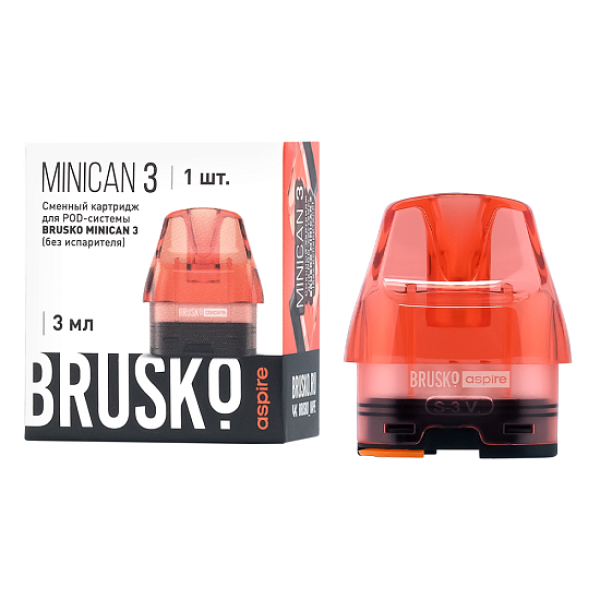 Сменный Картридж Brusko Minican 3, (Красный), 3 Мл, Упак. 1 Шт в Томске