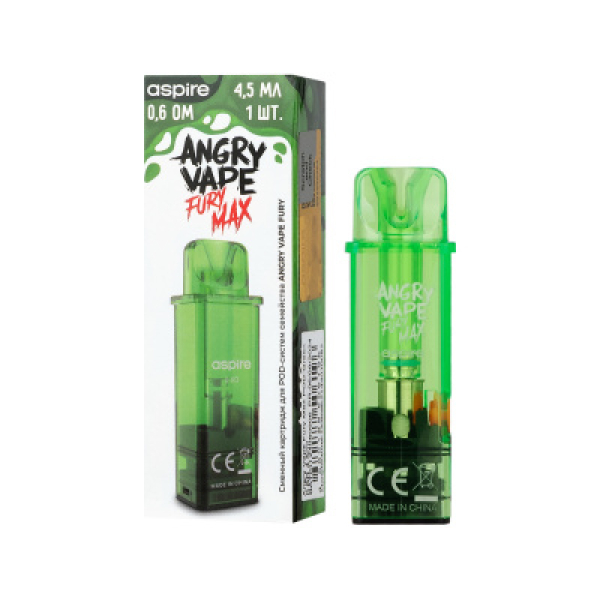 Картридж Angry Vape Fury Max Зелёный 45 мл 0.6 Ом ( 1 шт.) в Томске